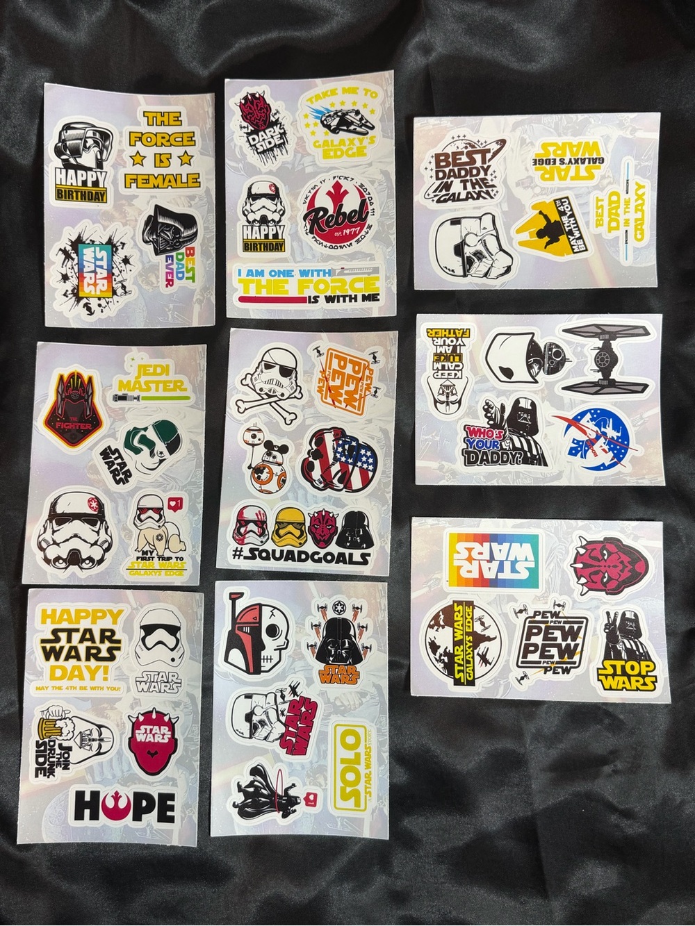 9 Star Wars Sticker Sheets~Fathers Day, Birthday, Darth Vader, Storm Troopers